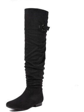Dream Pairs Women's Black Lace up Side Zip Over The Knee Thigh High Winter Boots
